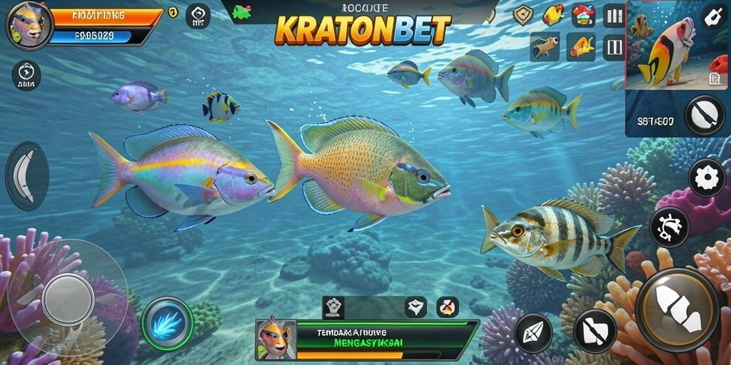 Tampilan gameplay KRATONBET yang memikat saat menembak ikan.