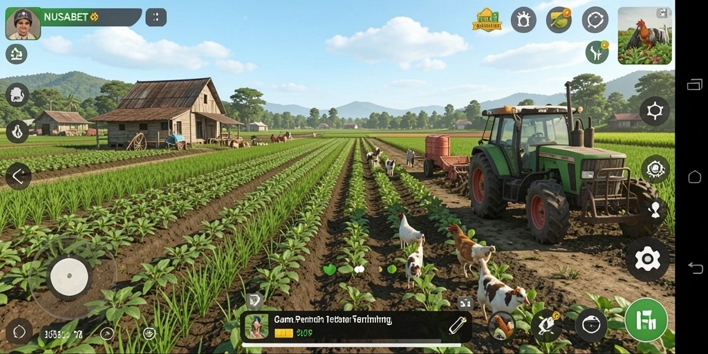 Gameplay NUSABET menampilkan pertanian yang dinamis dan interaktif.