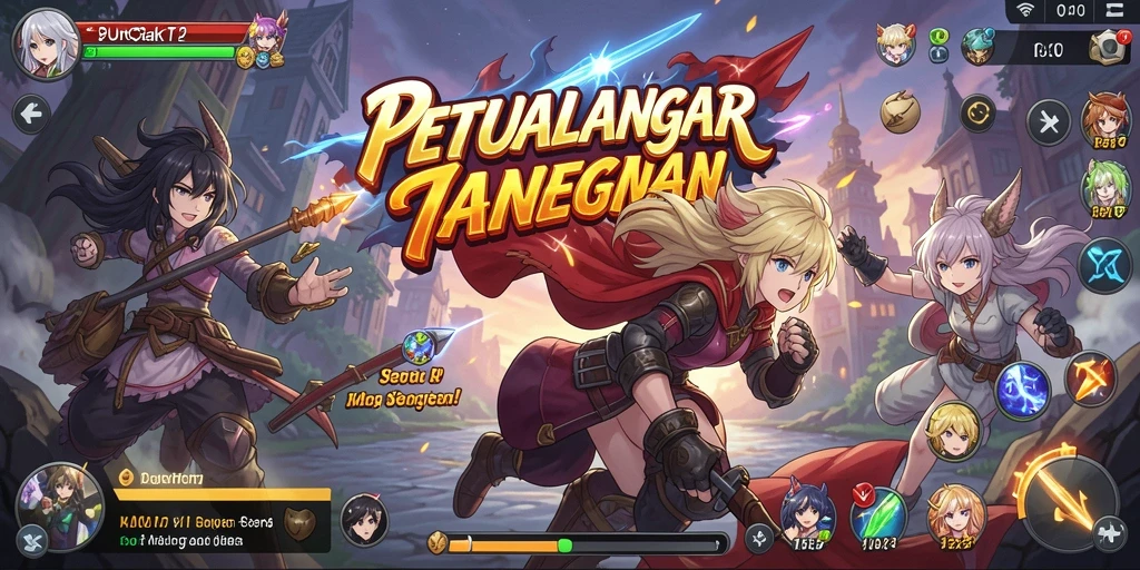 Screenshot PUNCAKTOTO menampilkan pertempuran karakter anime yang seru.