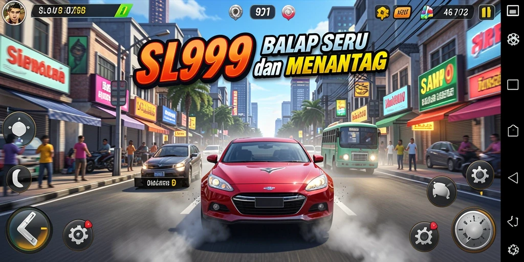 Tampilan gameplay SL999 yang menegangkan dan penuh aksi balap.